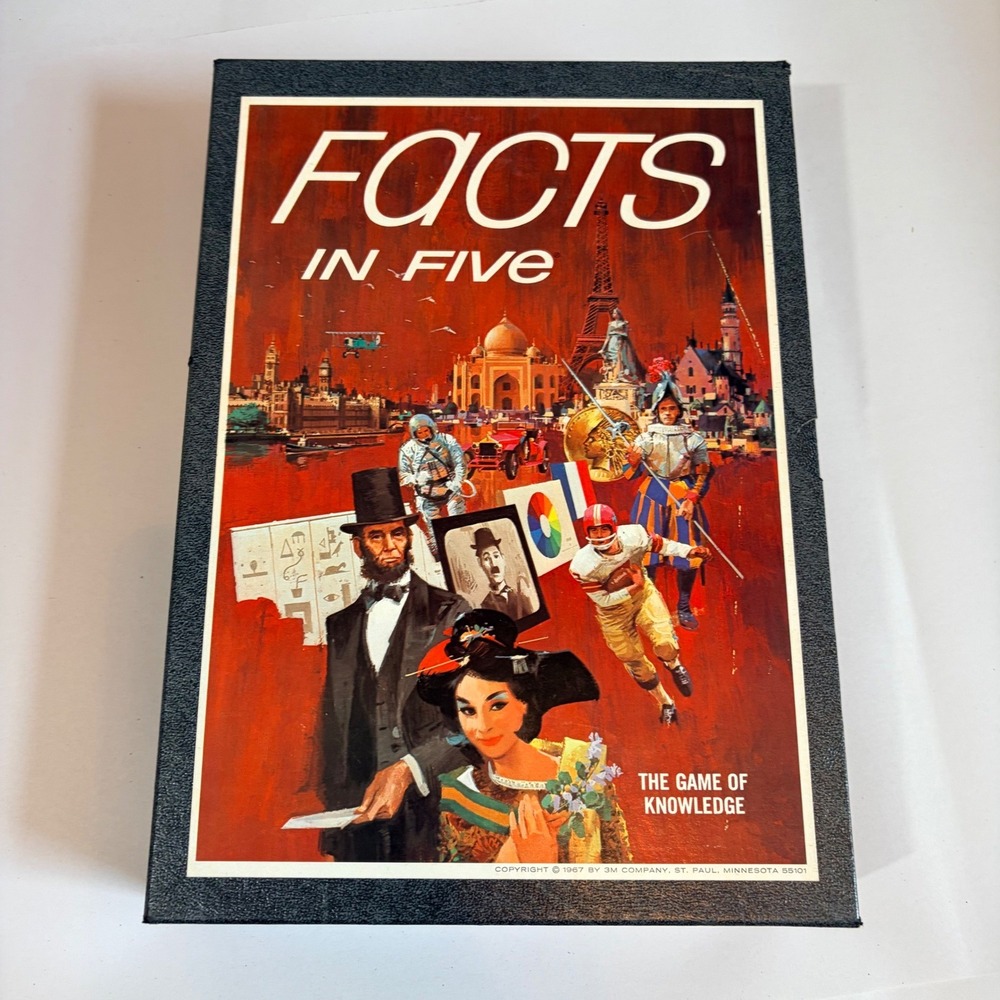 Vintage 1967 Facts In Five 3M Bookshelf Game The Game Of‎ Knowledge Trivia